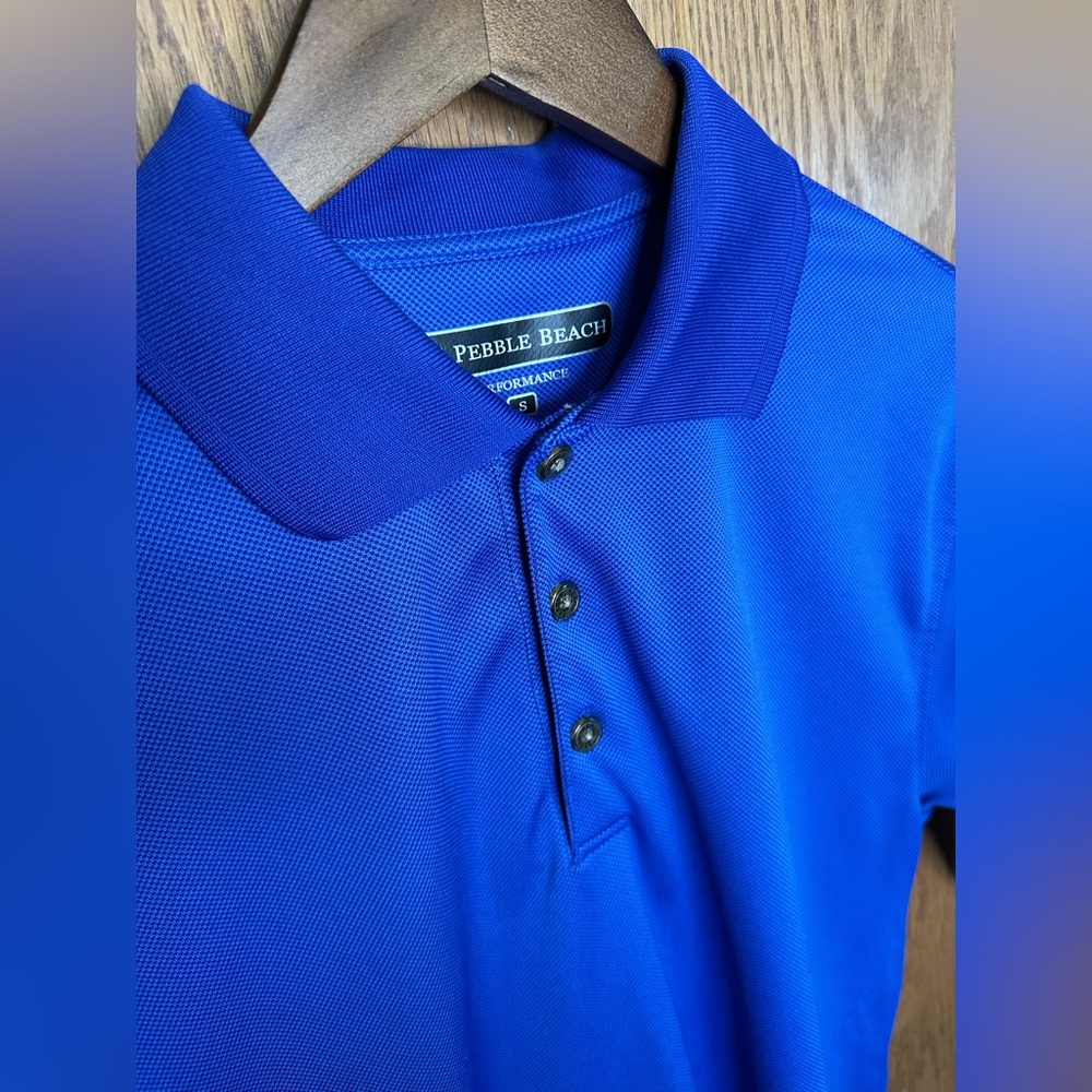 Pebble Beach Blue Polo Shirt with Moisture-Wicking Fabric